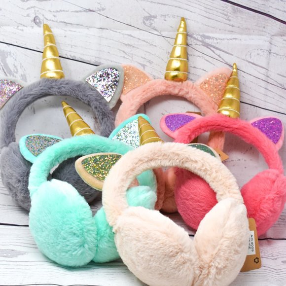 Unicorn Kids/Adult Solid Plush Adjustable Earmuff - Picture 2 of 13